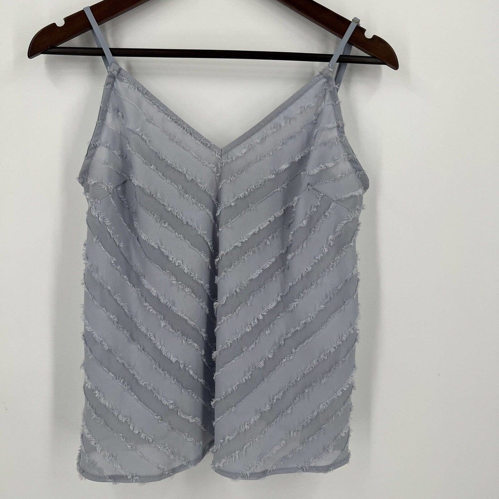 Intimately Free People Blue Raw Edges Tank Top Size Small Adjustable Straps